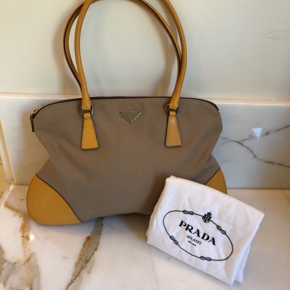 Prada Handbags - Canvas and Leather Prada Shoulder Bag